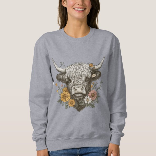 Foderhus Stil Highland Cow Graphic T Shirt (Framsida)