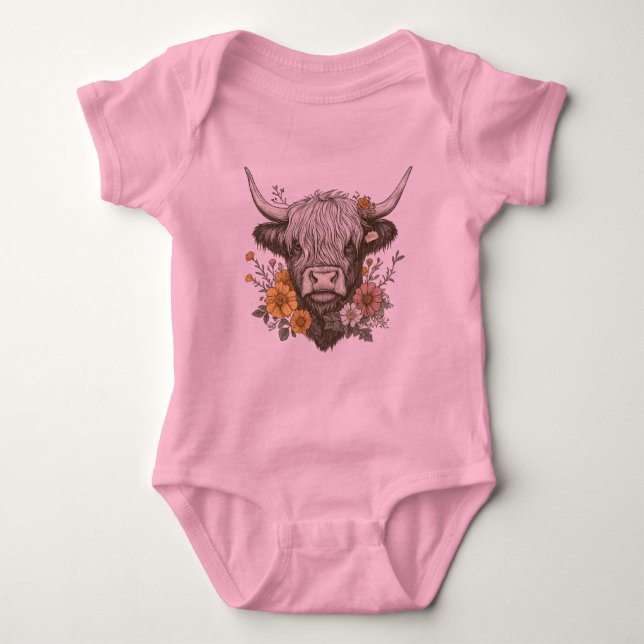 Foderhus Stil Highland Cow Graphic T Shirt (Framsida)