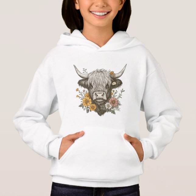 Foderhus Stil Highland Cow Graphic T Shirt (Framsida)