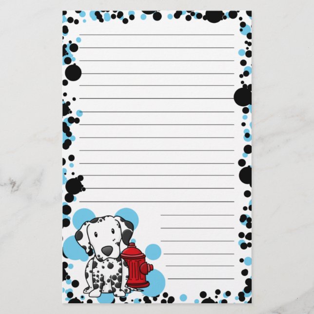 (Fodrad) Kawaii dalmatian- & brandpostbrevpapper, Brevpapper (Framsida)