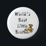 Fodrad papper världs bäst lite broder knapp<br><div class="desc">En nalle med en stor gult ritar och fodrade papper text för typungestil,  som läser "världens bäst lite broder" på lite broderT-tröja,  muggar,  tote bags,  sweatshirts,  knäppas,  och andra objekt.</div>
