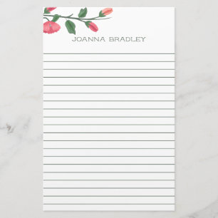 Fodrad rosa blommigt brevpapper