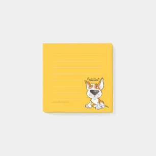 Fodrade den klibbiga tjurTerriertecknaden noterar Post-it Block