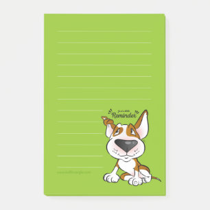 Fodrade den klibbiga tjurTerriertecknaden noterar Post-it Block