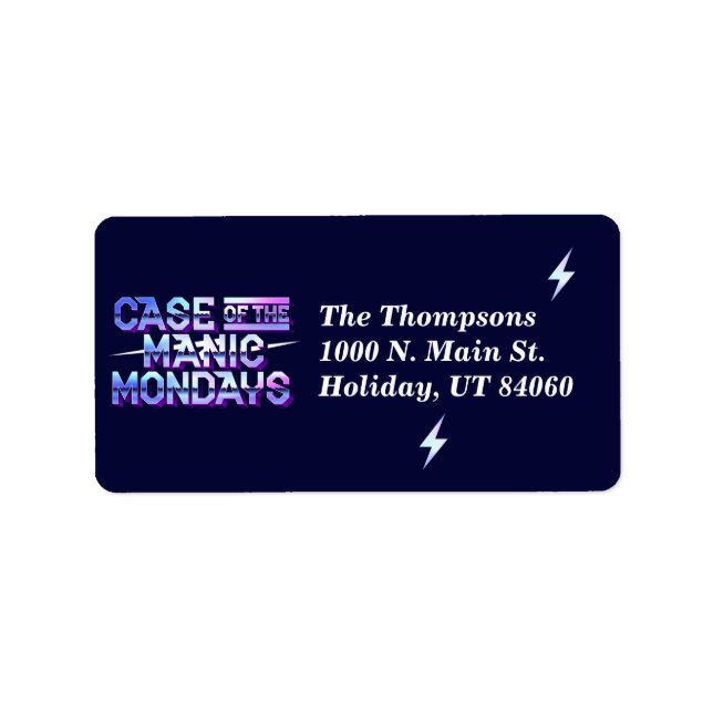 Fodral i maniska måndagar/Returetiketter Adressetikett (Framsidan)