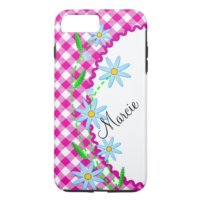 Fodral-Mate Tuff Plus iPhone 7 Fodral Rosa Gingham Case-Mate iPhone Skal (Baksida)