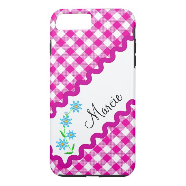 Fodral-Mate Tuff Plus iPhone 7 Fodral Rosa Gingham Case-Mate iPhone Skal (Baksida)