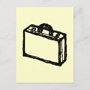 Fodral Sketch. Black and Cream. Suitcase, Briefcas Vykort