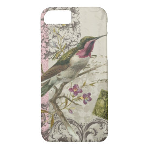 fodral-Vintage för iPhone 7 Hummingbird