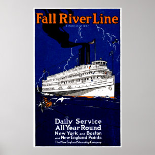 Fodrar den Fall River steamshipen 1910 Poster