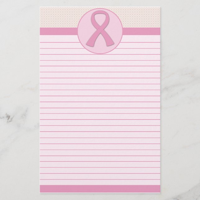 Fodrat rosa band för bröstcancer brevpapper (Framsida)