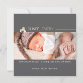 Födselannons för kläckt äggbaby kyckling foto meddelande