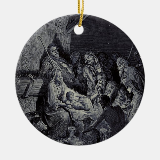 Födseln av Gustave Doré Premium Victorian bläck Julgransprydnad Keramik (Framsidan)