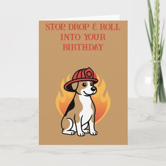 Födselsdagskort för brandhund kort (Framsida)