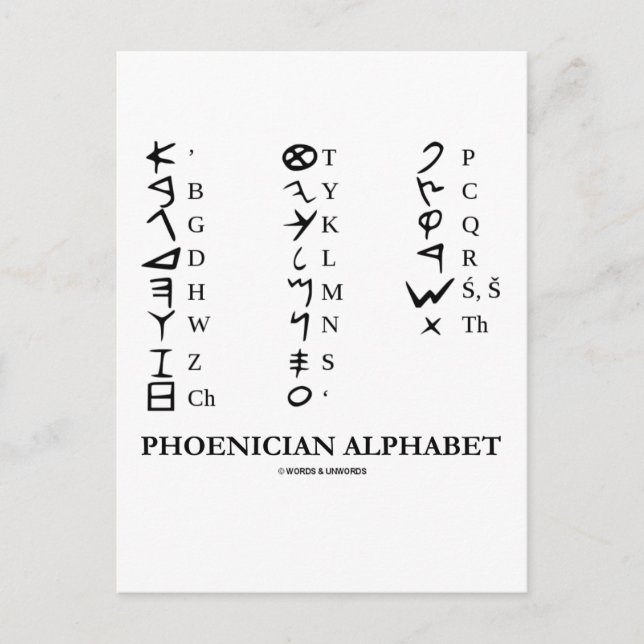 Foenician Alphabet (kryptografi för språkbruk) Vykort (Framsida)