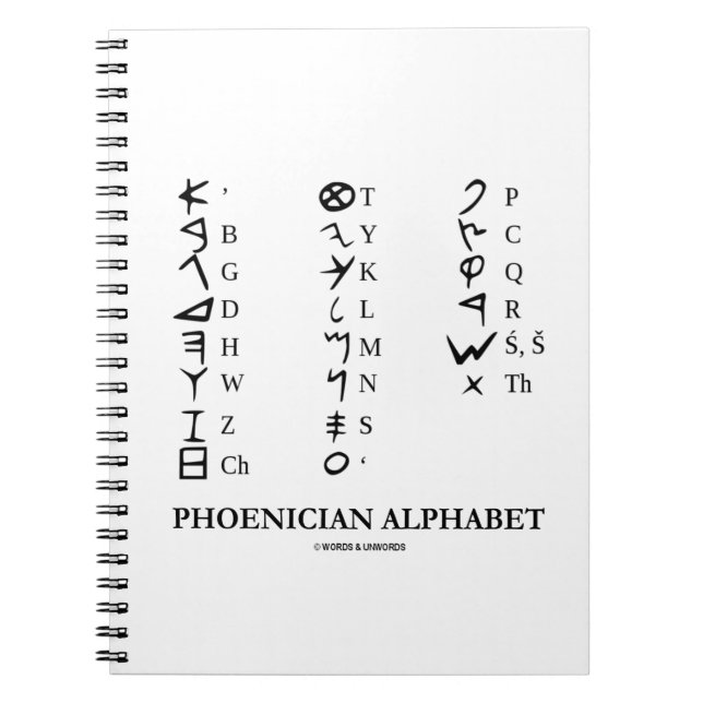 Foenician Alphabet (symboler för antika språk) Anteckningsbok Med Spiral (Framsidan)