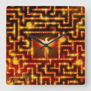 Foenix Fiery Maze Clock Fyrkantig Klocka