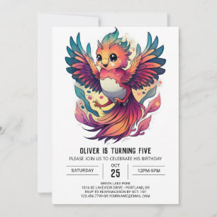 Foenix Firebird Cute Birthday-inbjudan Inbjudningar