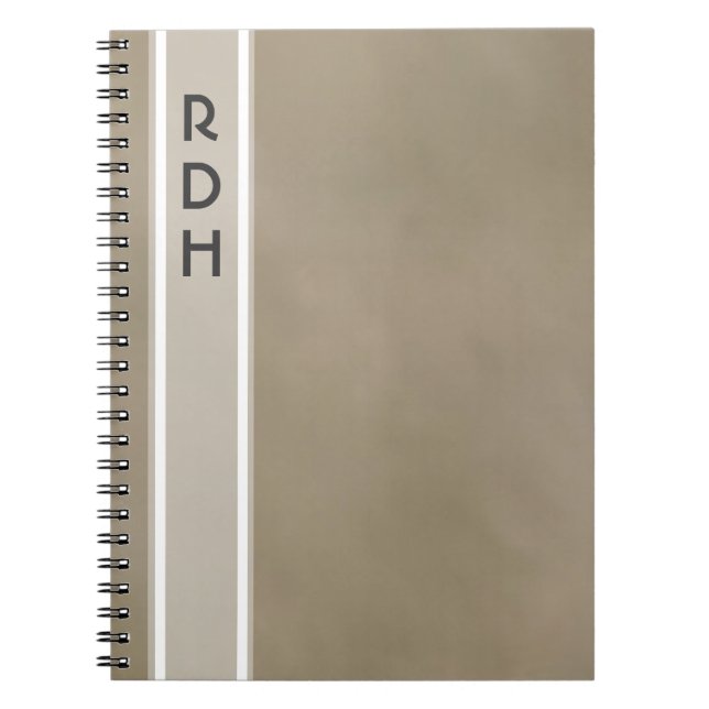 Fog Grått Monogram bärbar dator Anteckningsbok Med Spiral (Framsidan)