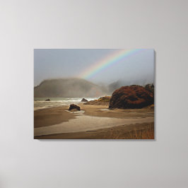 Fog och regnbåge på en Pistil River Oregon Beach Canvastryck