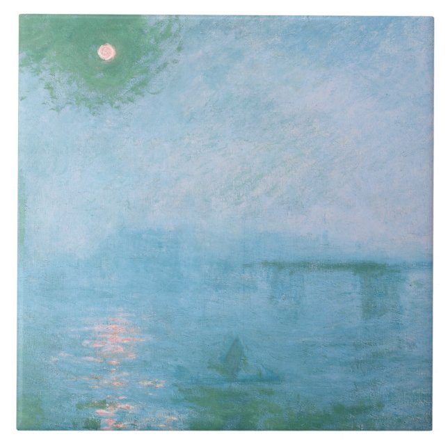 Fog på teman (av Claude Monet) Kakelplatta (Framsidan)