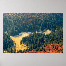 Fog rullar på en ensam höst fält poster