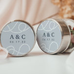 Fog | Seaworthy Wedding Monogram Runt Klistermärke<br><div class="desc">Celebrate your coastal wedding in style with this personalized round wedding favor sticker featuring a dusty blue-gray background and white rope design. Perfect for beach weddings,  yacht receptions,  or nautical-inspired celebrations,  this custom sticker includes editable initials and a wedding date for a classic,  maritime touch.</div>