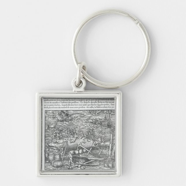 Foga ihop ett val fyrkantig silverfärgad nyckelring (Framsidan)