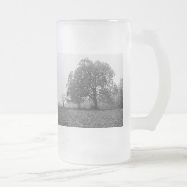 Foggy Autumn God Gråscale Frosted Glass Beer Frostat Ölglas (Höger)