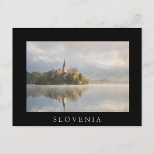Foggy Bled Sjö - svart vykort