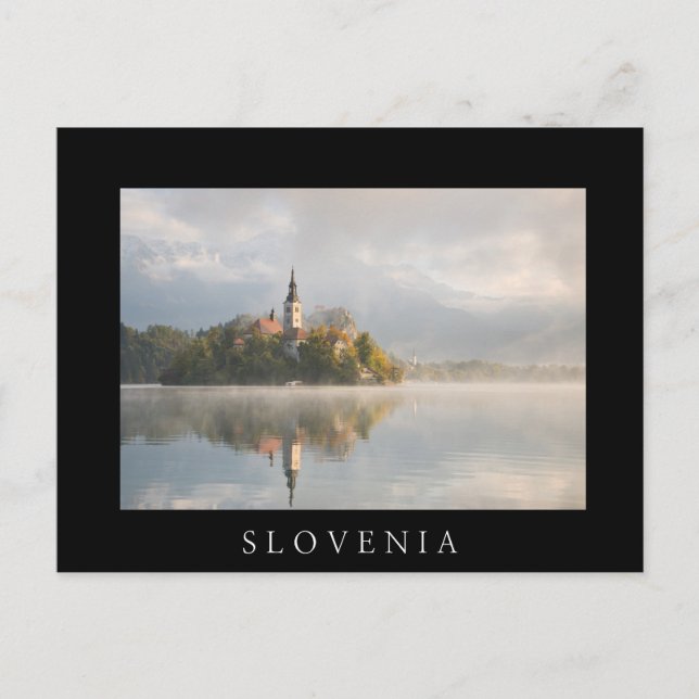 Foggy Bled Sjö - svart vykort (Framsida)