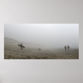 Foggy Day on Praia do Rodanho, Portugal, panorama Poster