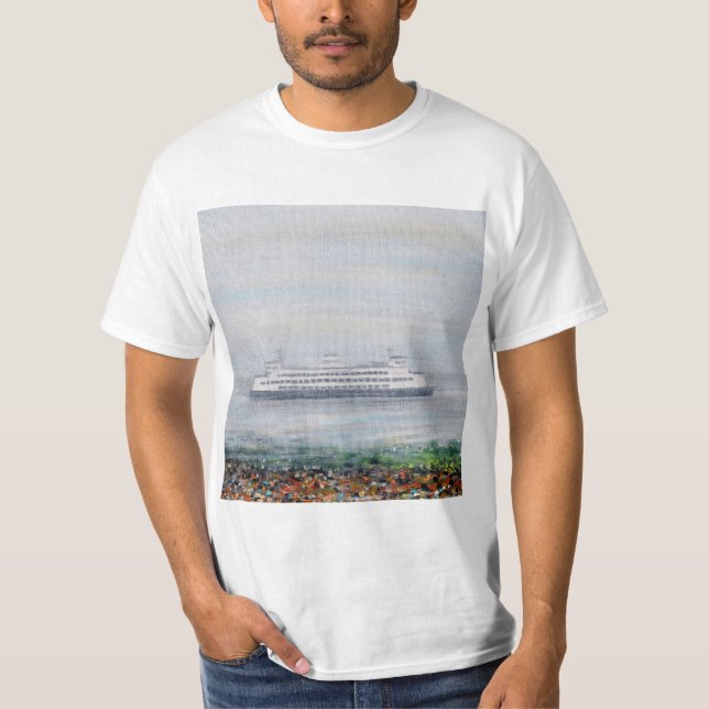 Foggy Ferry Painting T Shirt (Framsida)