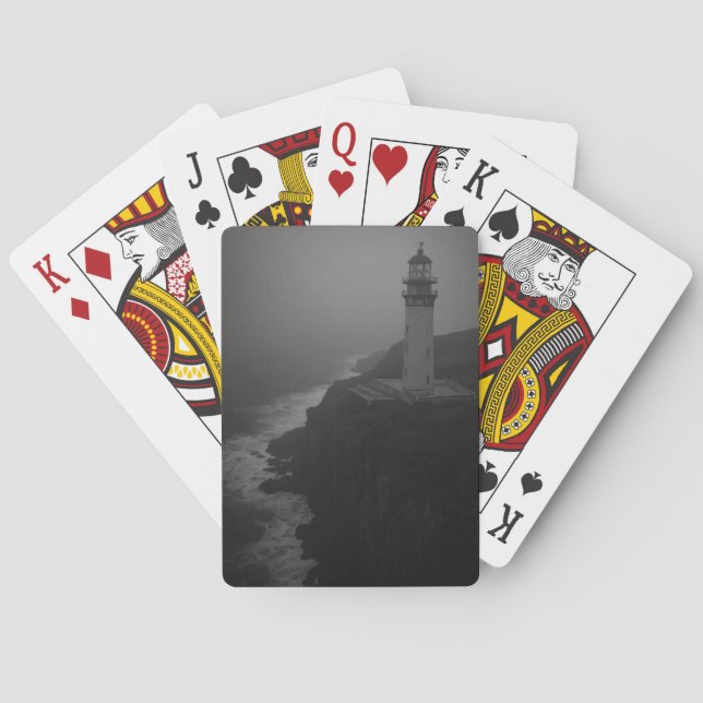 Foggy Forest Trail Monochrome Playing Cards Casinokort (Baksidan)