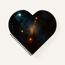Foggy Lantern Path Halloween Notebook