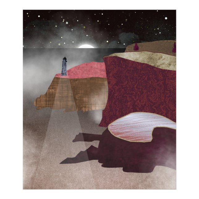 Foggy Lighthouse Fototryck (Framsidan)