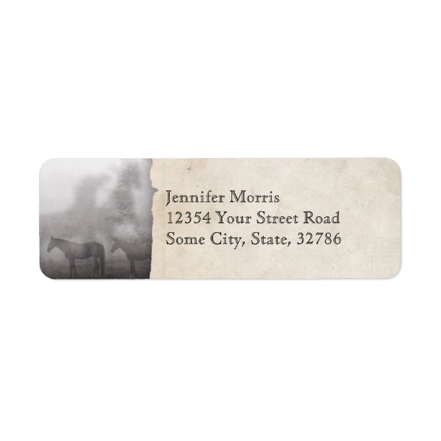 Foggy MorgHorse Returadress Etikett (Framsidan)