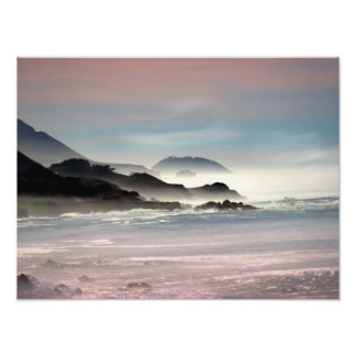 Foggy Morgon i Big Sur CA Two Fototryck