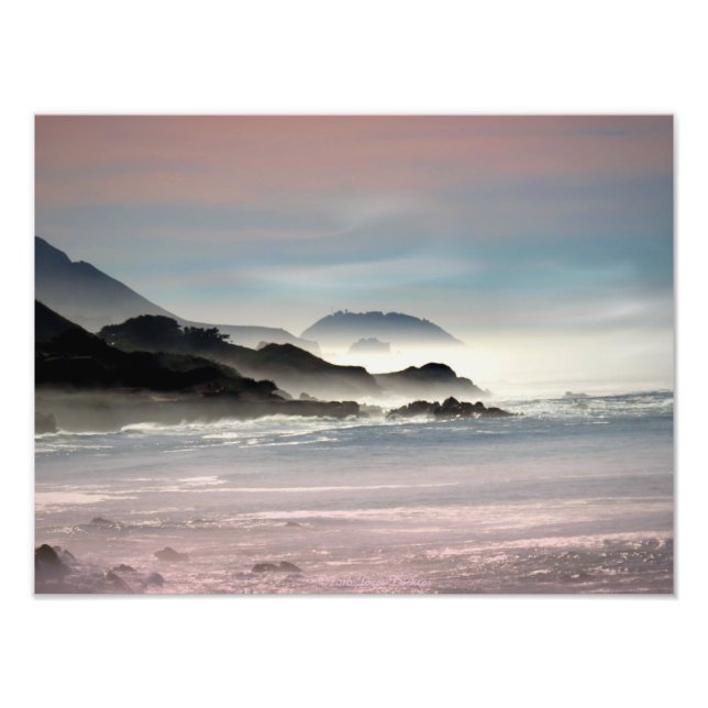 Foggy Morgon i Big Sur CA Two Fototryck (Framsidan)