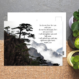Foggy Mountain, bible verse Isaiah 41:10 Vykort