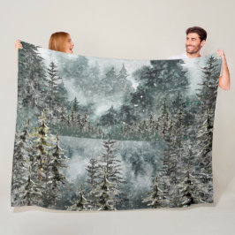Foggy Mountain Woodland Fryst Sjö Soffa Cover Fleecefilt