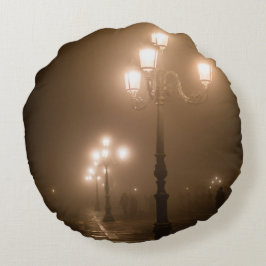 Foggy Piazza San Marco, Venedig Rund Kudde
