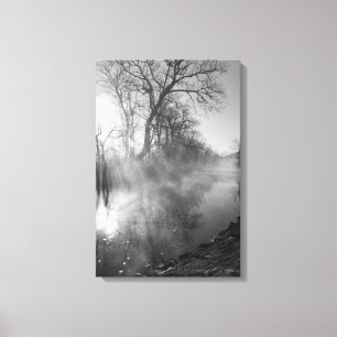 Foggy River Morgon Sunrise Canvastryck