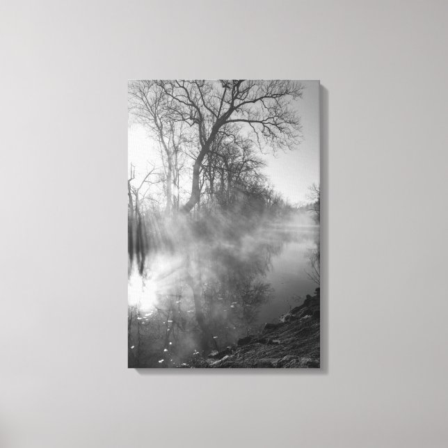 Foggy River Morgon Sunrise Canvastryck (Framsida)
