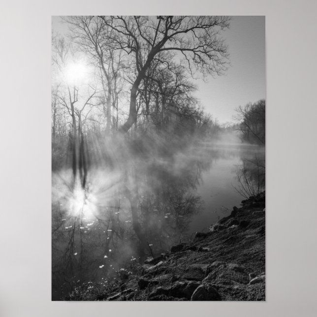 Foggy River Morgon Sunrise Poster (Framsidan)