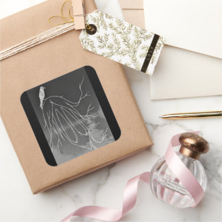 Foggy Skogen Square-etikett Fyrkantigt Klistermärke