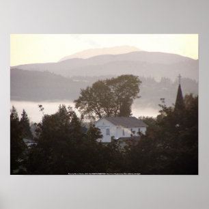 Foggy sunrise över Columbia River 4 Poster