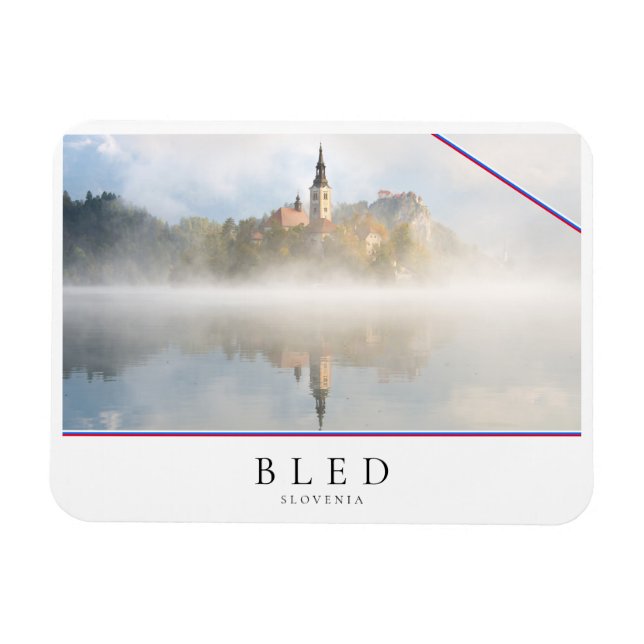 Foggy sunrise vid Sjö Bled Magnet (Horisontell)