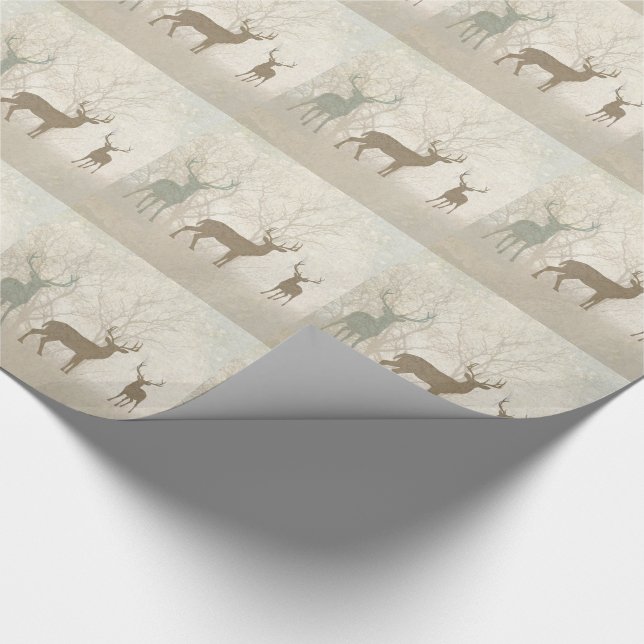 Foggy Woodland Scene med Soft Hjort Silhouettes Presentpapper (Hörn)