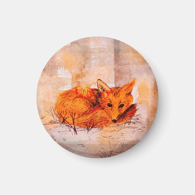 foglig dag, lilla räv magnet (Framsidan)